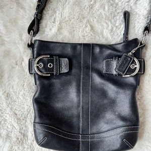 Vintage Coach Black Buckle Leather Purse Style1453-Shoulder Bag